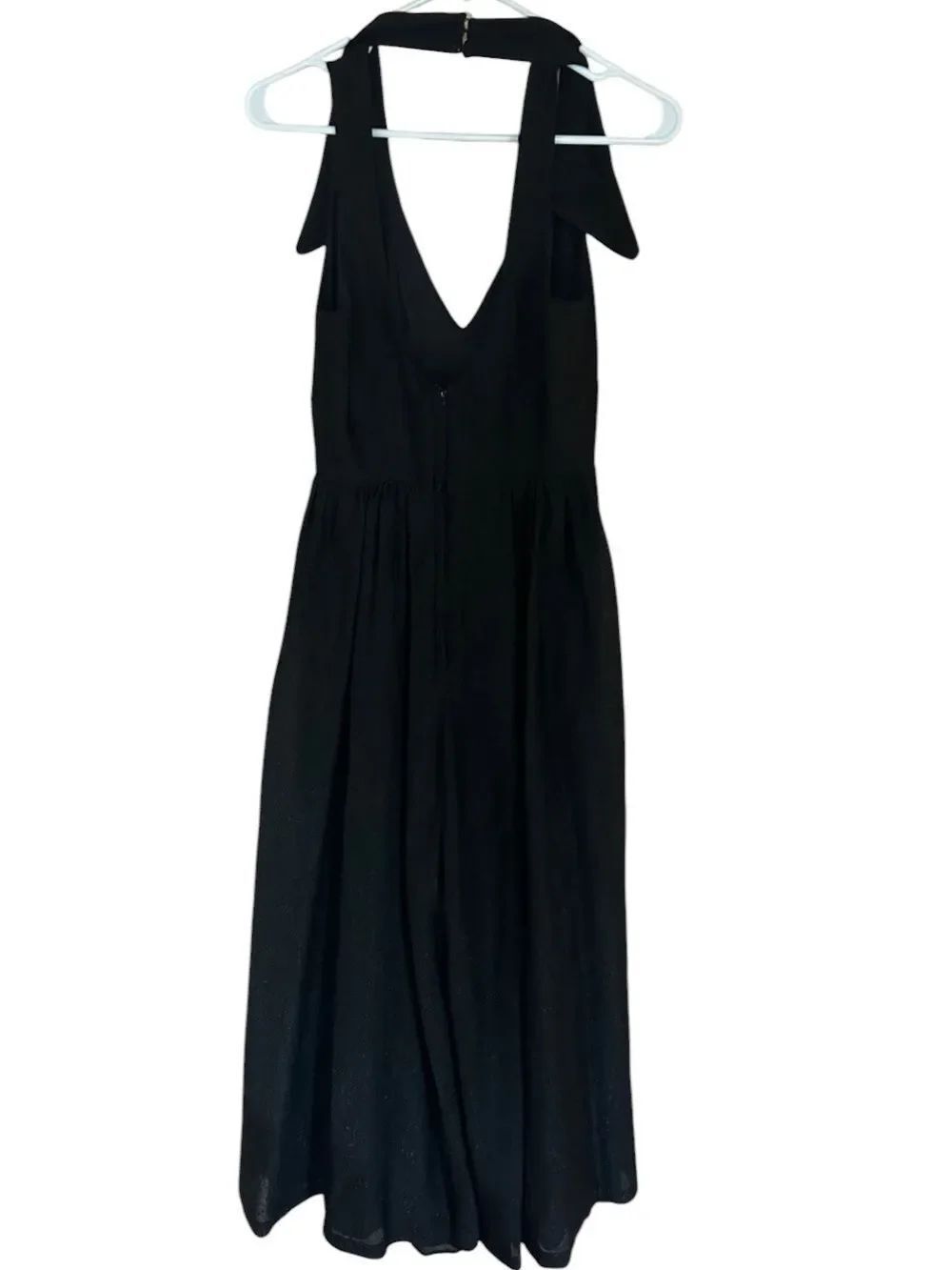 Saba Black Halter V-Neck Maxi wide leg jumpsuit size small
